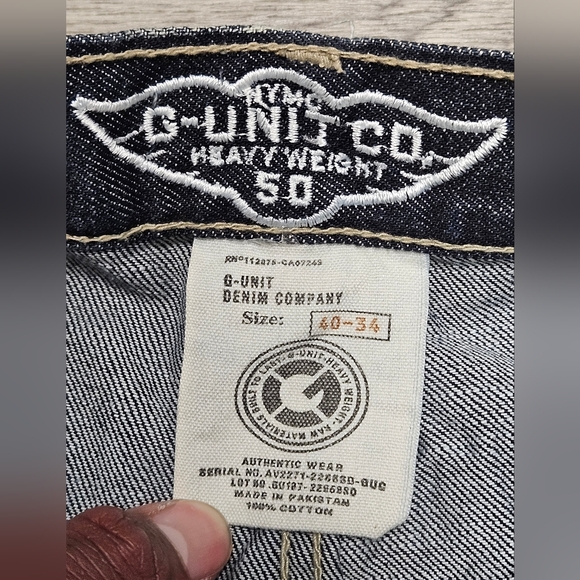 New Vintage Y2K G-Unit Spellout Blue Jeans 43X38 2006 Embroidered Baggy - Picture 8 of 16
